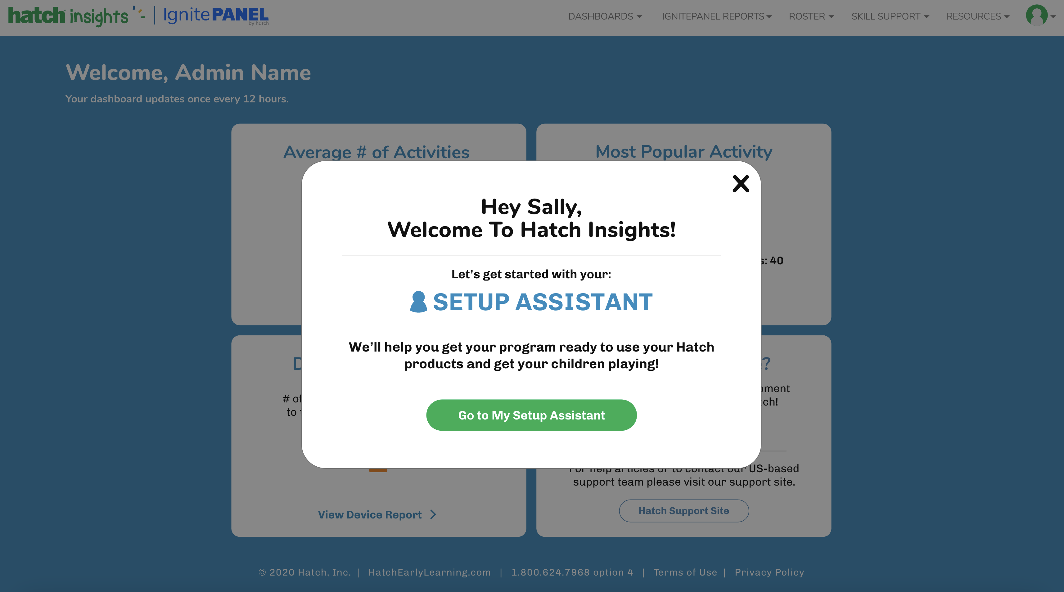 Setup assistant pop up