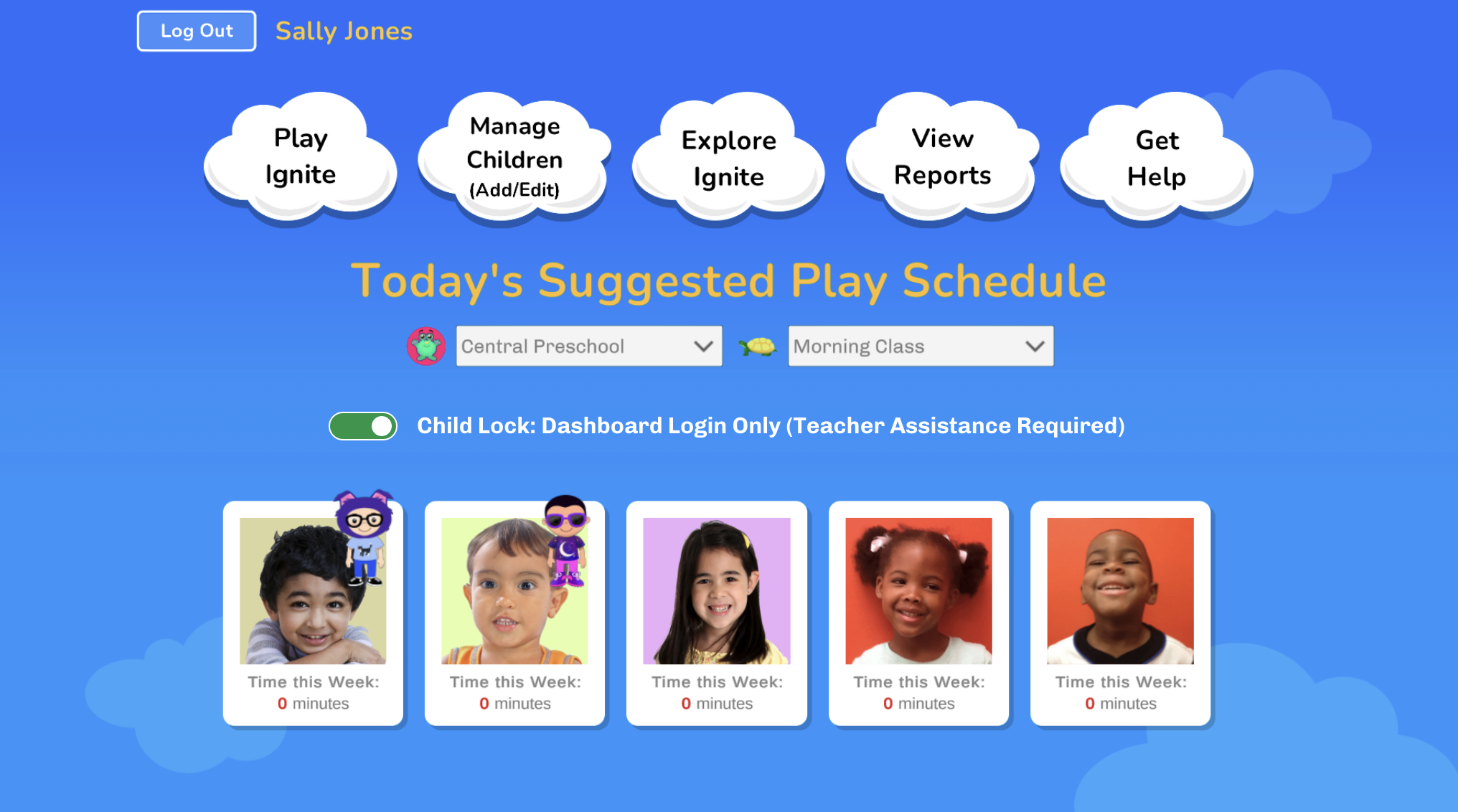 Child lock toggle on teacher dashboard